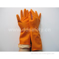 Yellow Househould Latex Gloves Flock Lined Diamond Grip (DHL302)